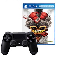 Mando Playstation 4 Dualshock Negro + Street Fighter V